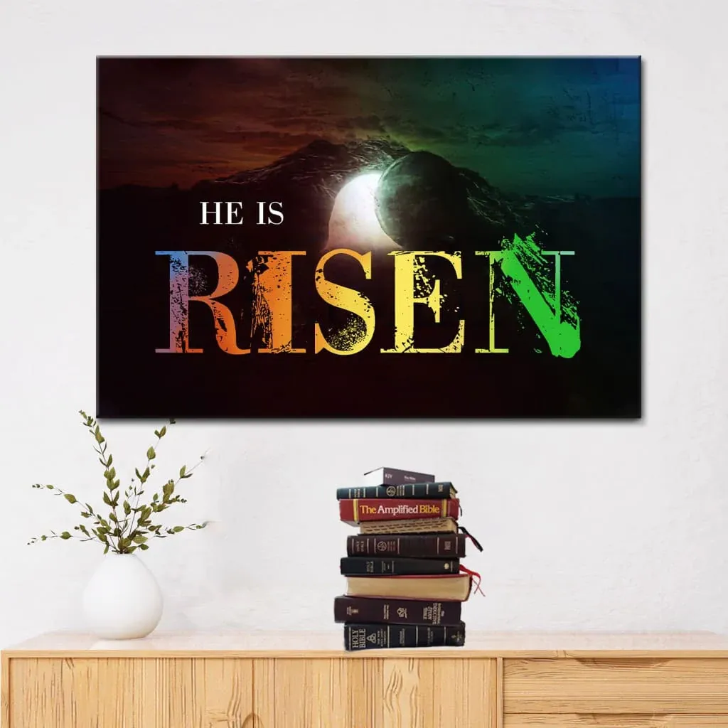 Tomb Of Jesus He Is Risen Christian Canvas Wall Art