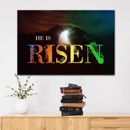 Tomb Of Jesus He Is Risen Christian Canvas Wall Art