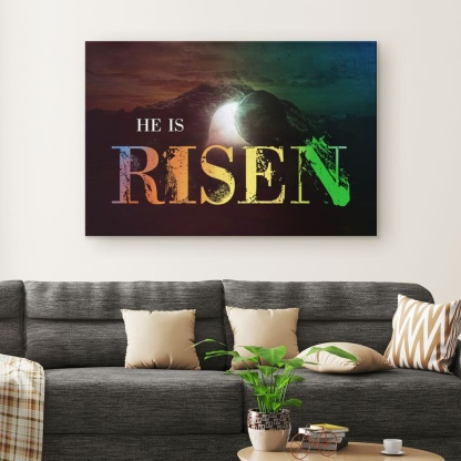 Tomb Of Jesus He Is Risen Christian Canvas Wall Art