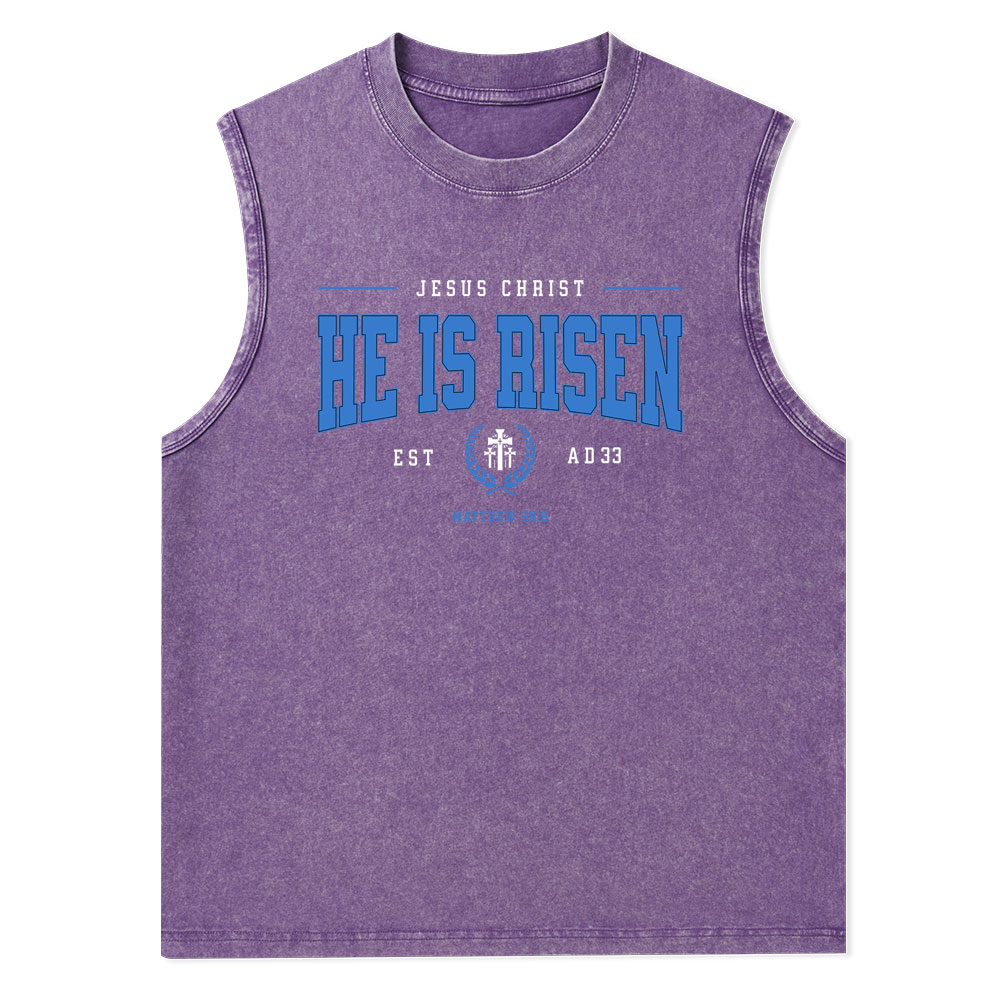 Jesus Christ He Is Risen Christian Washed Tank Top
