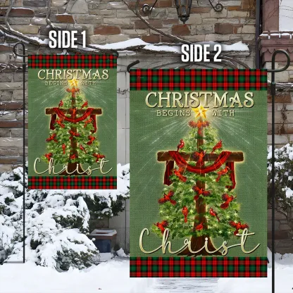 Christmas Begins With Christ Christian Flag