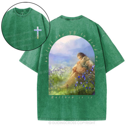 He Left The 99 To Find Me Christian Washed T-Shirt