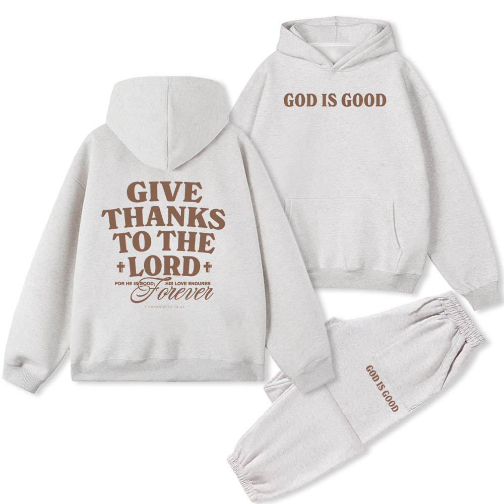 Give Thanks To The Lord Christian Fleece Hoodie Set