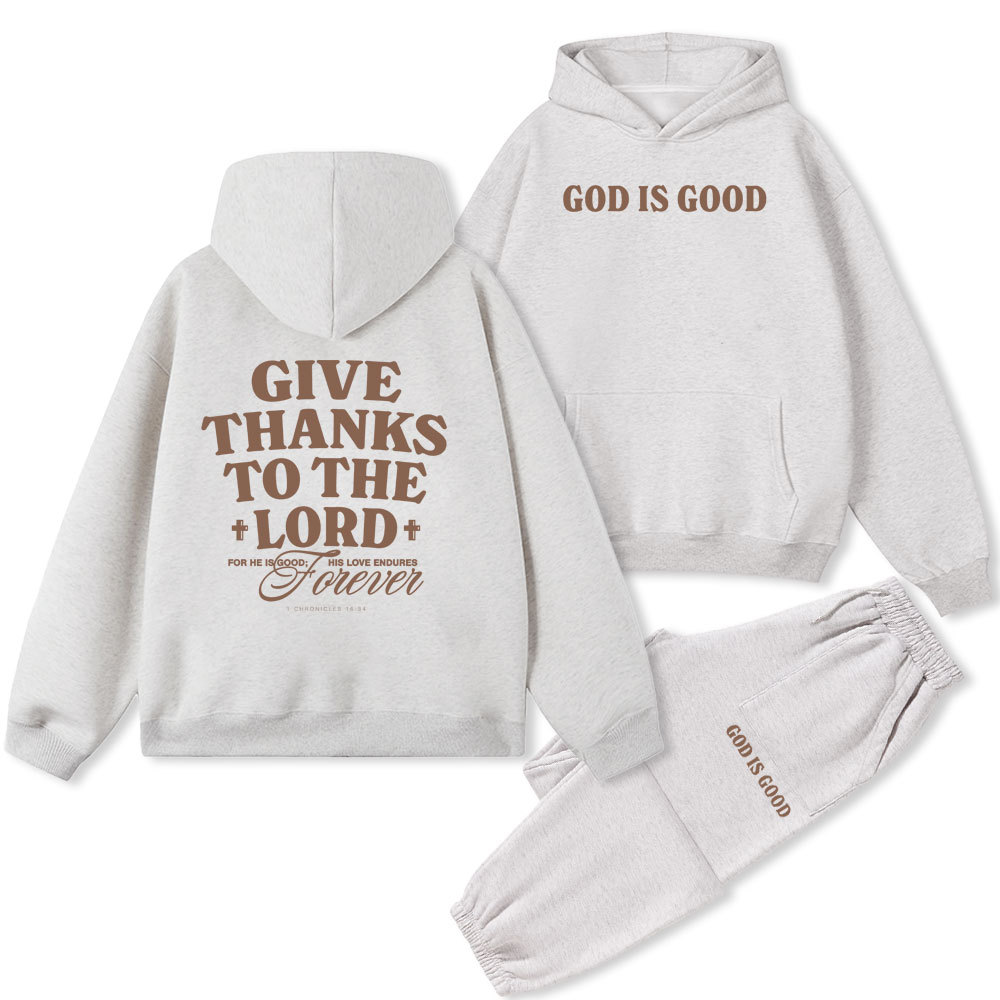 Give Thanks To The Lord Christian Fleece Hoodie Set