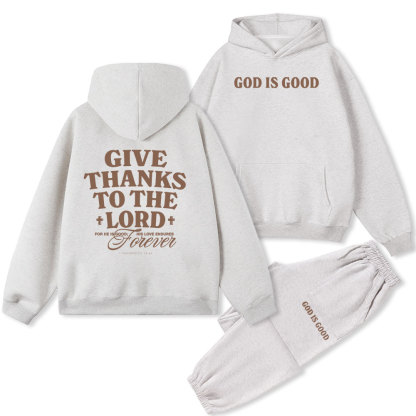 Give Thanks To The Lord Christian Fleece Hoodie Set