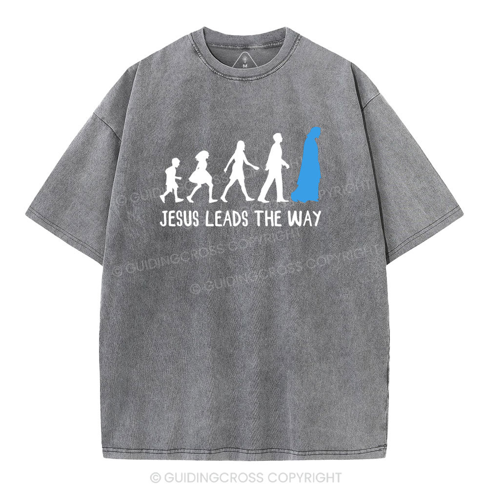 Jesus Leads The Way Christian Washed T-Shirt