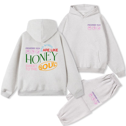Kind Words Are Like Honey Christian Washed Fleece Hoodie Set
