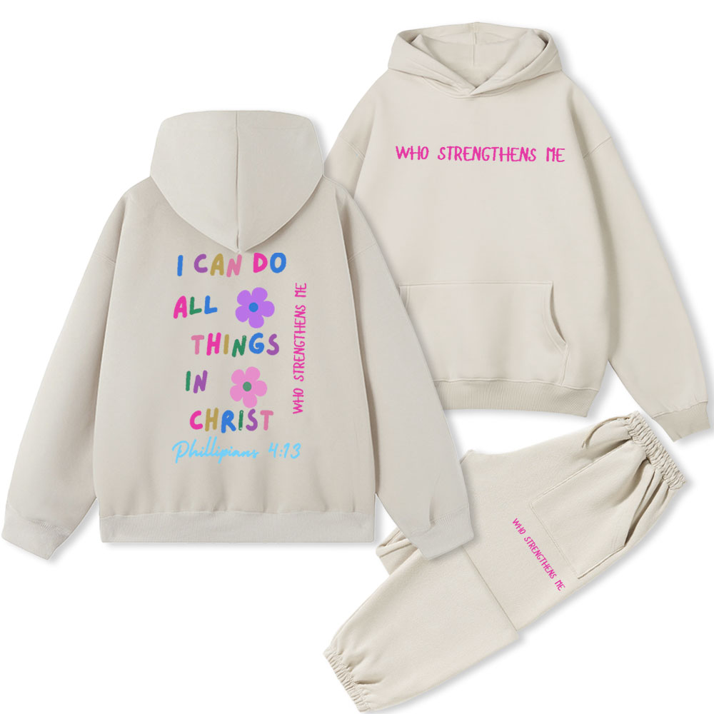 I Can Do All Thing In Christ Christian Fleece Hoodie Set