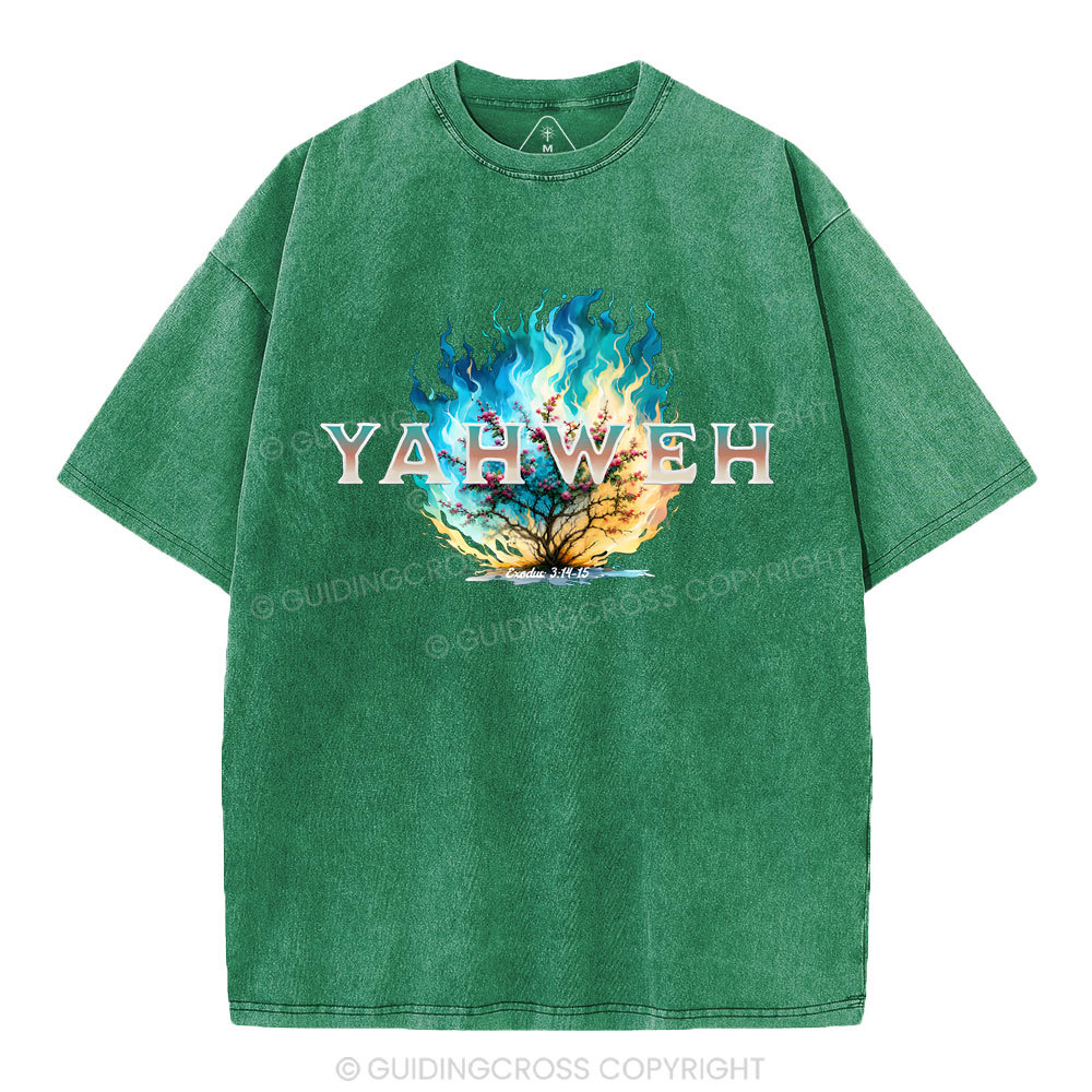 Yahweh Burning Bush Christian Washed T-Shirt