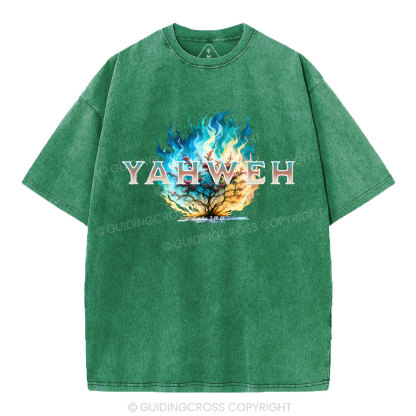 Yahweh Burning Bush Christian Washed T-Shirt