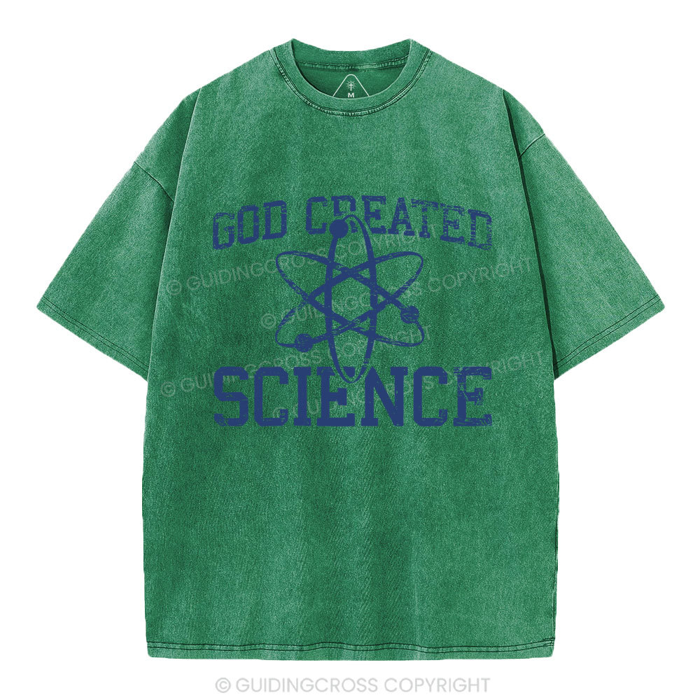 God Created Science Christian Washed T-Shirt