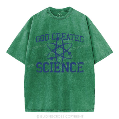 God Created Science Christian Washed T-Shirt