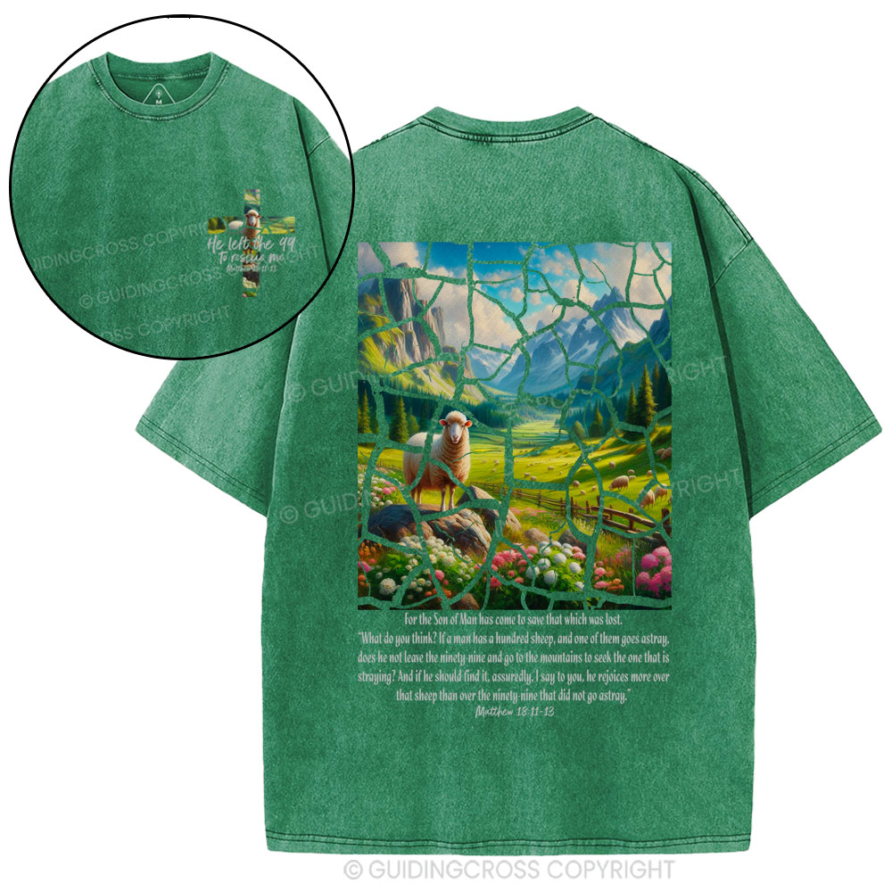 Parable of the Lost Sheep Christian Washed T-Shirt