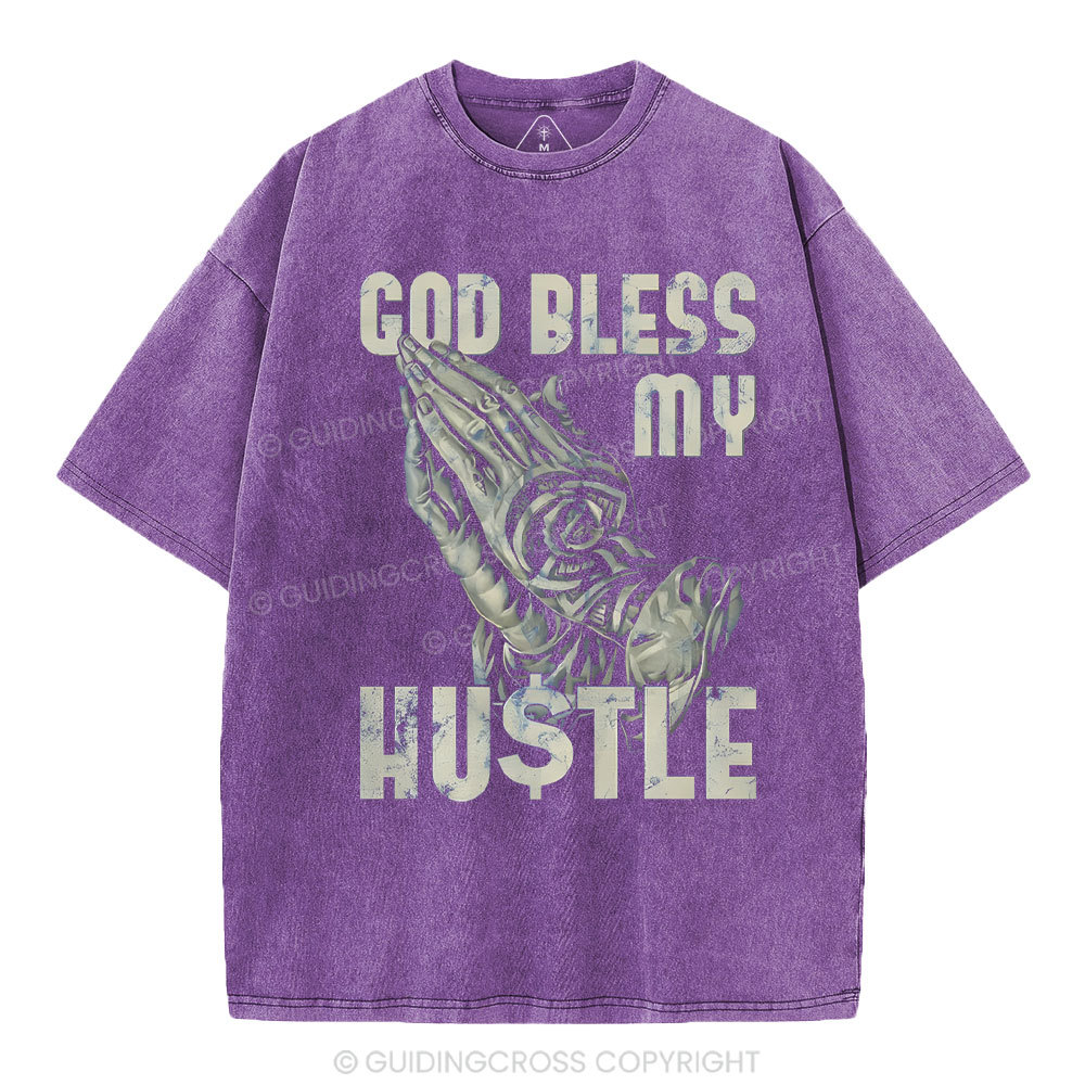 God Bless My Hustle Christian Washed T-Shirt