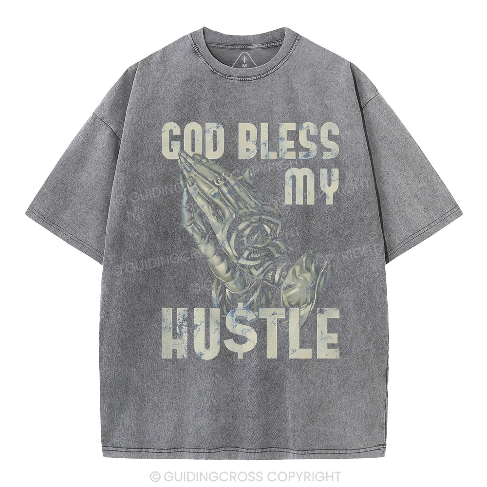 God Bless My Hustle Christian Washed T-Shirt Sale - GuidingCross