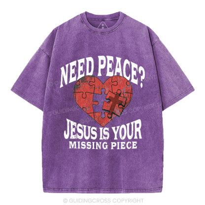 Jesus Is Your Missing Piece Christian Washed T-Shirt