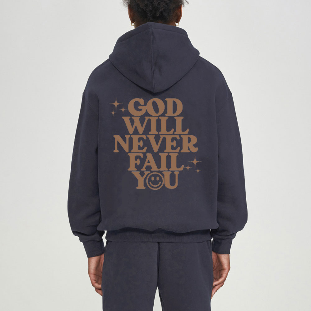 God Will Never Fail You Christian Fleece Hoodie Set