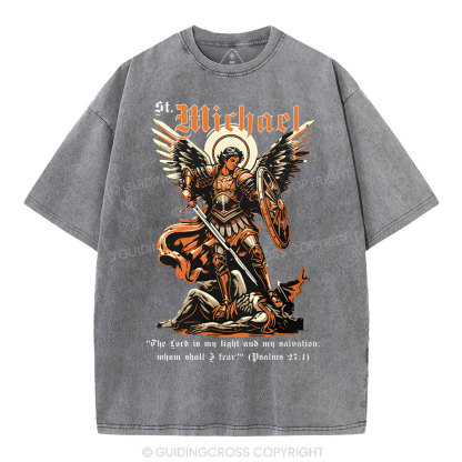 Saint Michael Archangel Christian Washed T-Shirt