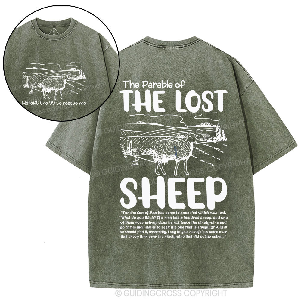 The Parable Of The Lost Sheep Christian Washed T-Shirt