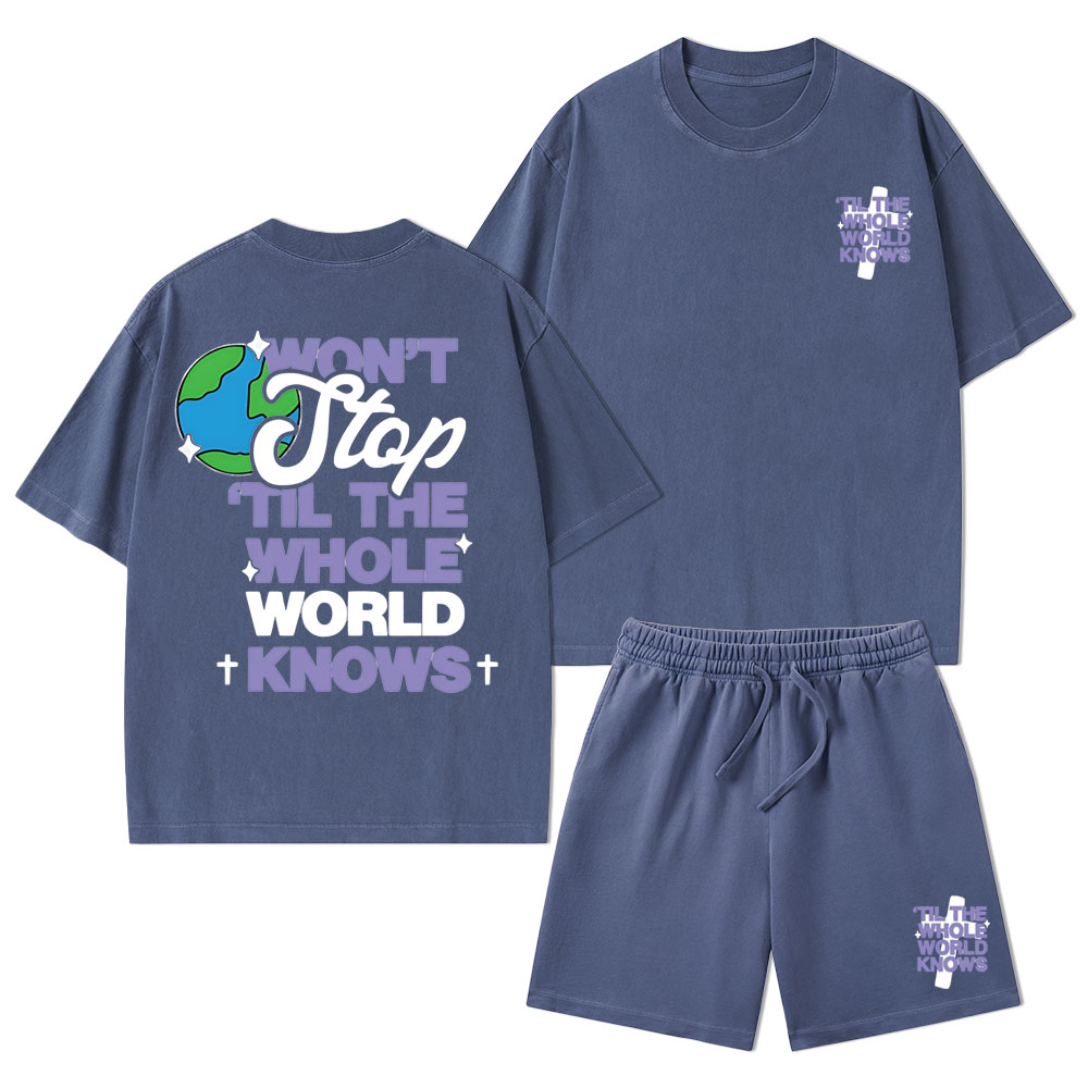Til The Whole World Knows Christian Washed T-Shirt & Shorts