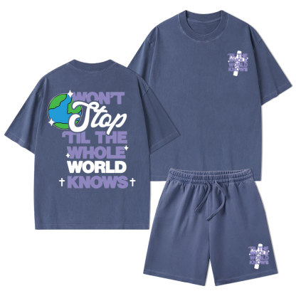 Til The Whole World Knows Christian Washed T-Shirt & Shorts