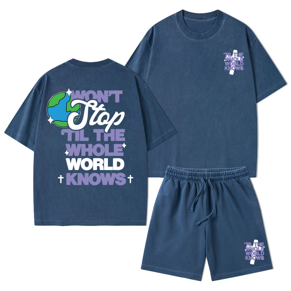 Til The Whole World Knows Christian Washed T-Shirt & Shorts