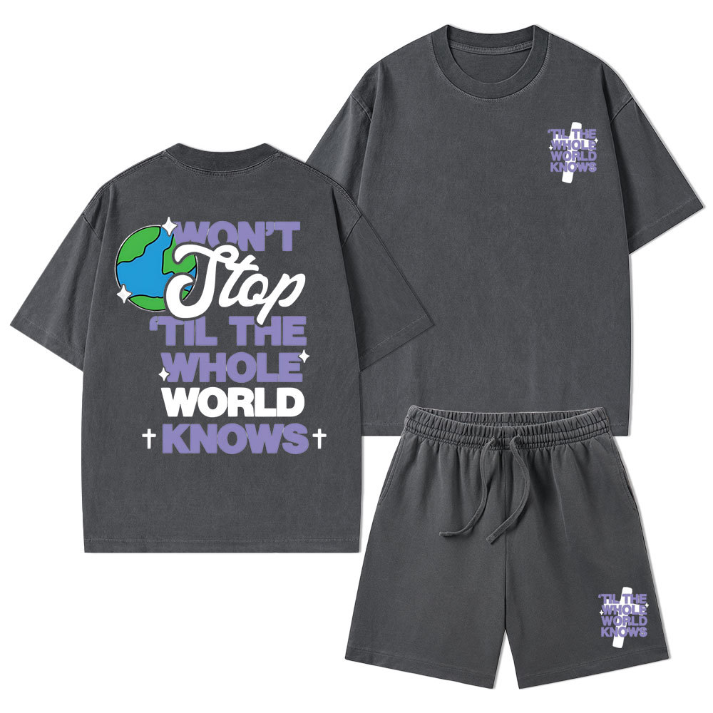 Til The Whole World Knows Christian Washed T-Shirt & Shorts