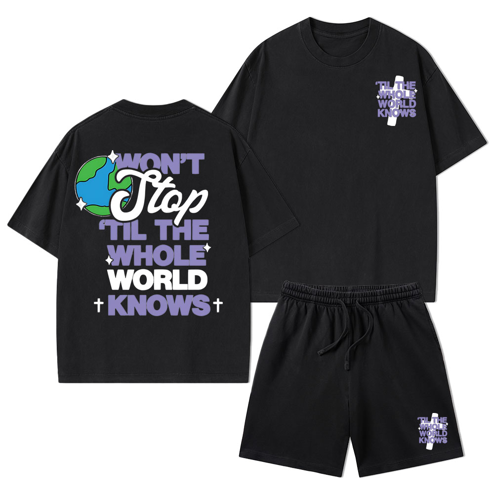 Til The Whole World Knows Christian Washed T-Shirt & Shorts