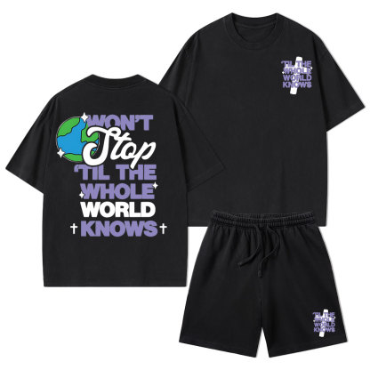 Til The Whole World Knows Christian Washed T-Shirt & Shorts