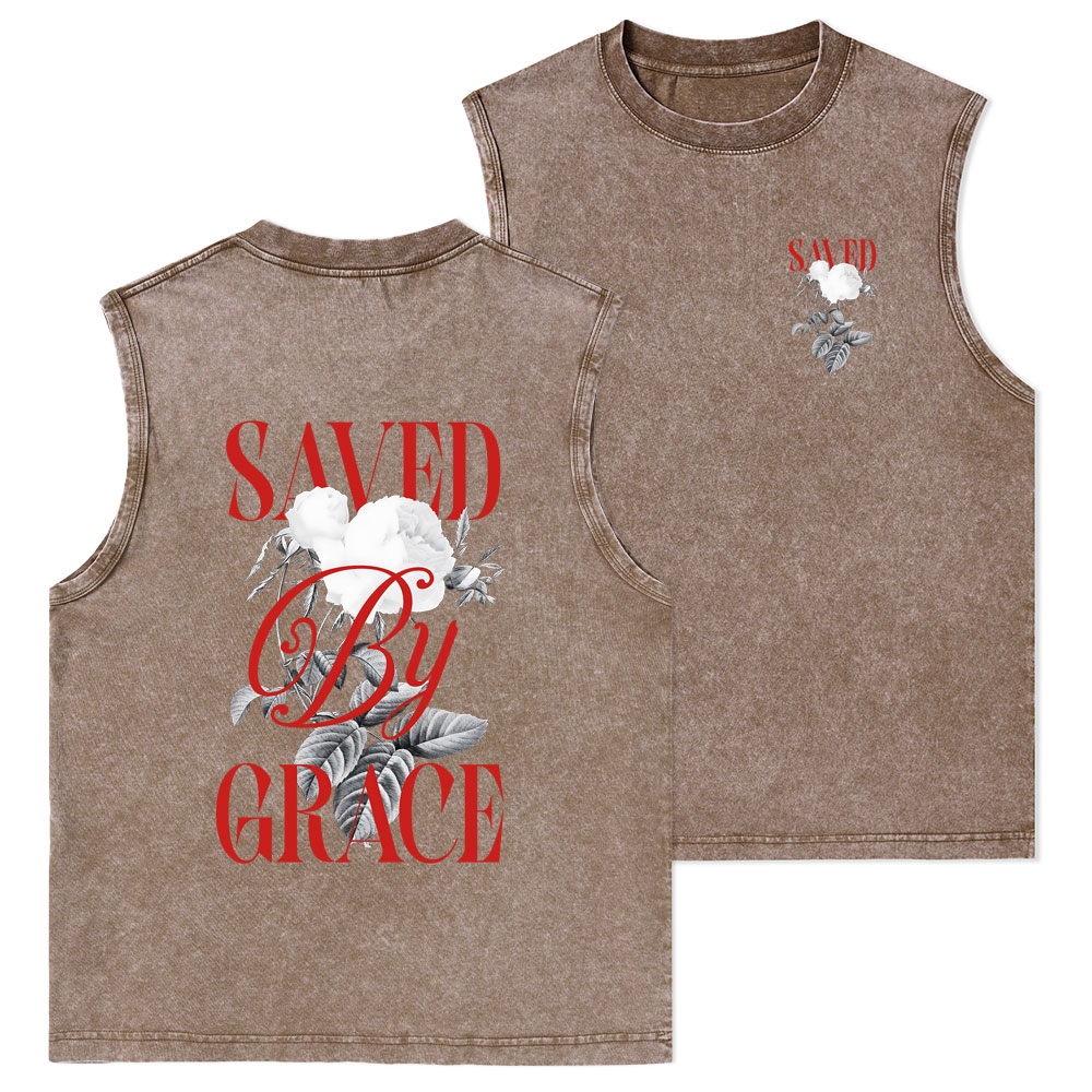 Saved By Grace Christian Washed Tank Top