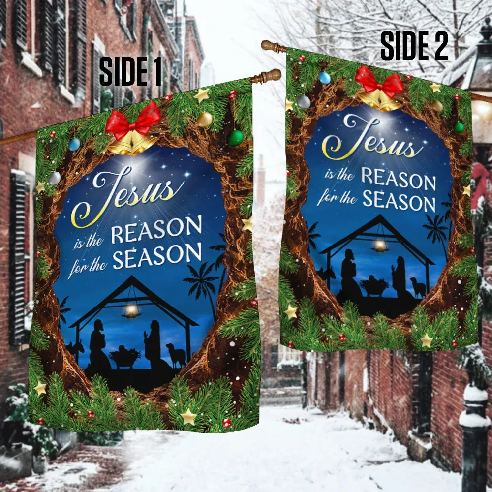 Jesus Is The Reason For The Season Nativity Flag
