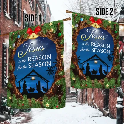 Jesus Is The Reason For The Season Nativity Flag