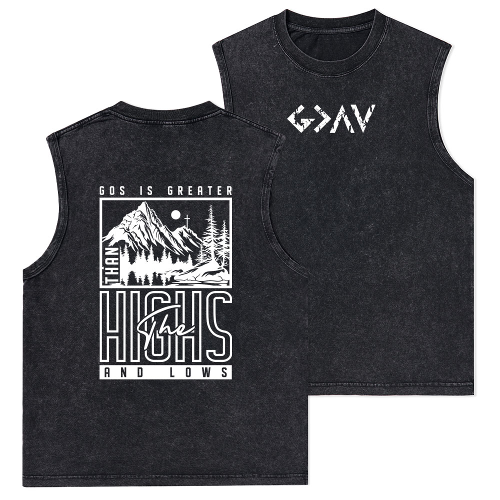 God Is Greater Christian Washed Tank Top