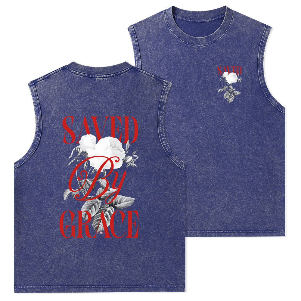 Saved By Grace Christian Washed Tank Top