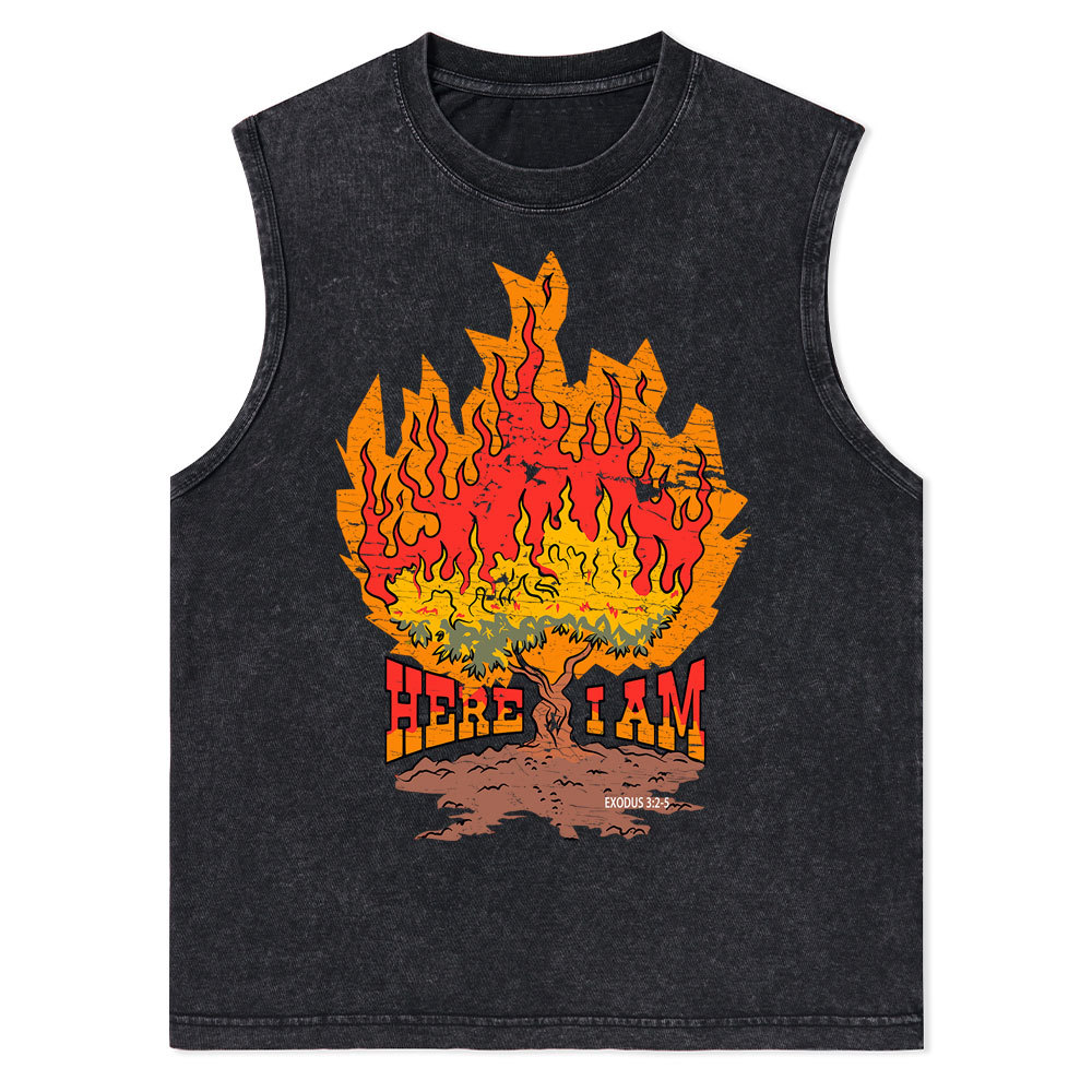 Here I Am Christian Washed Tank Top