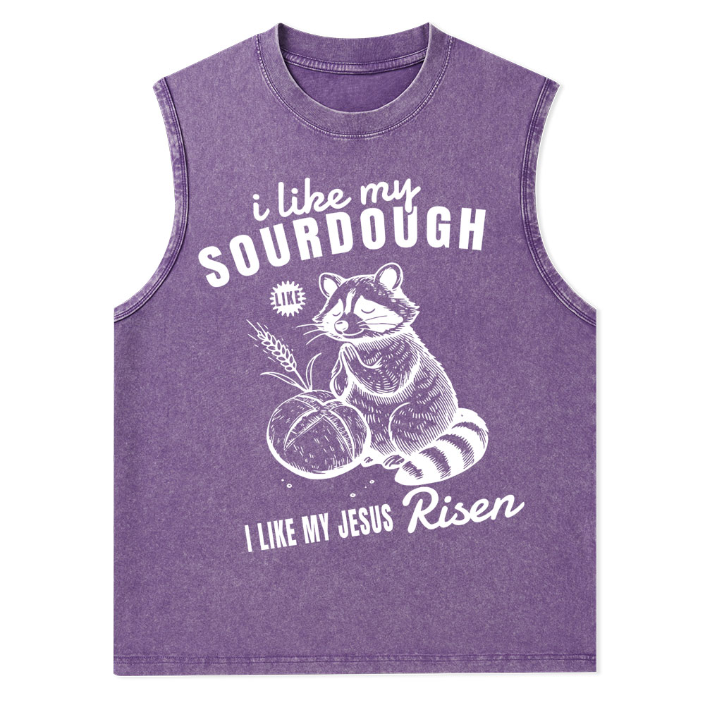 I Like My Jesus Risen Christian Washed Tank Top