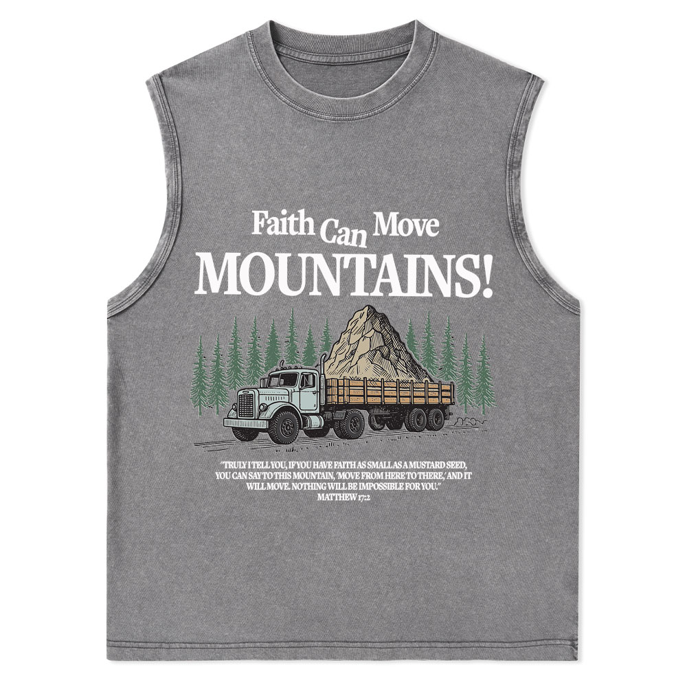 Faith Can Move Mountains Christian Washed Tank Top