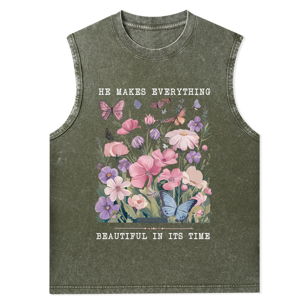 He Makes Everything Beautiful In Its Time Christian Washed Tank Top