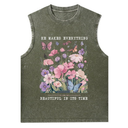 He Makes Everything Beautiful In Its Time Christian Washed Tank Top