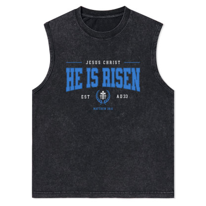 Jesus Christ He Is Risen Christian Washed Tank Top