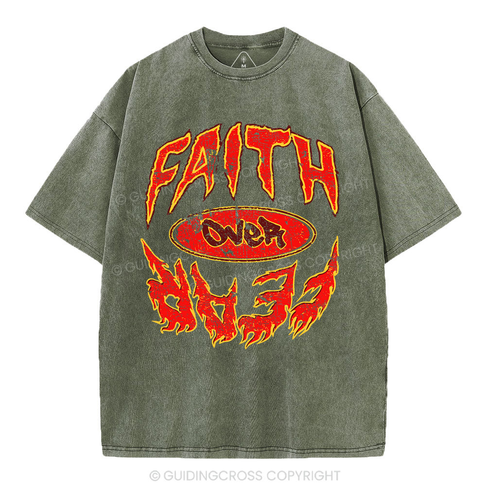Faith Over Fear Christian Washed T-Shirt Sale - GuidingCross