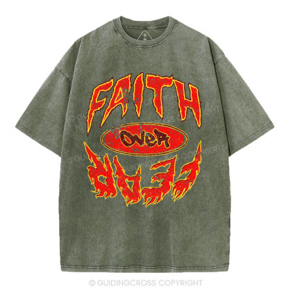 Faith Over Fear Christian Washed T-Shirt