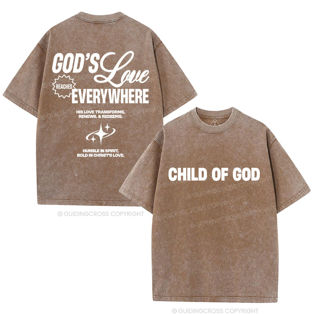 God's Love Reaches Everywhere Christian Washed T-Shirt