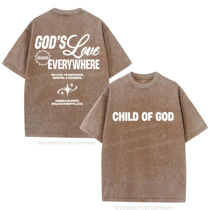 God's Love Reaches Everywhere Christian Washed T-Shirt