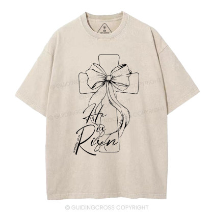 He Is Risen Christian Washed T-Shirt