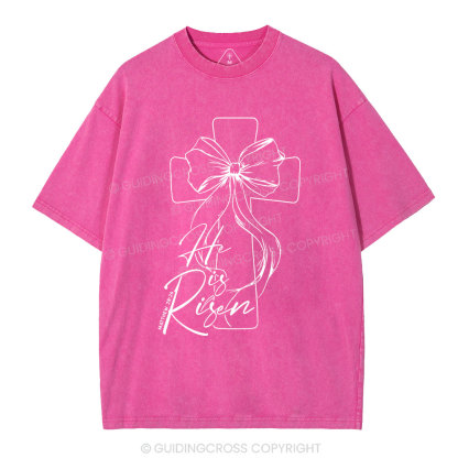 He Is Risen Christian Washed T-Shirt