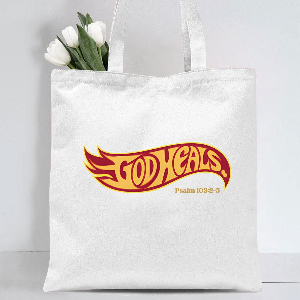 God Heals Christian Canvas Tote Bag