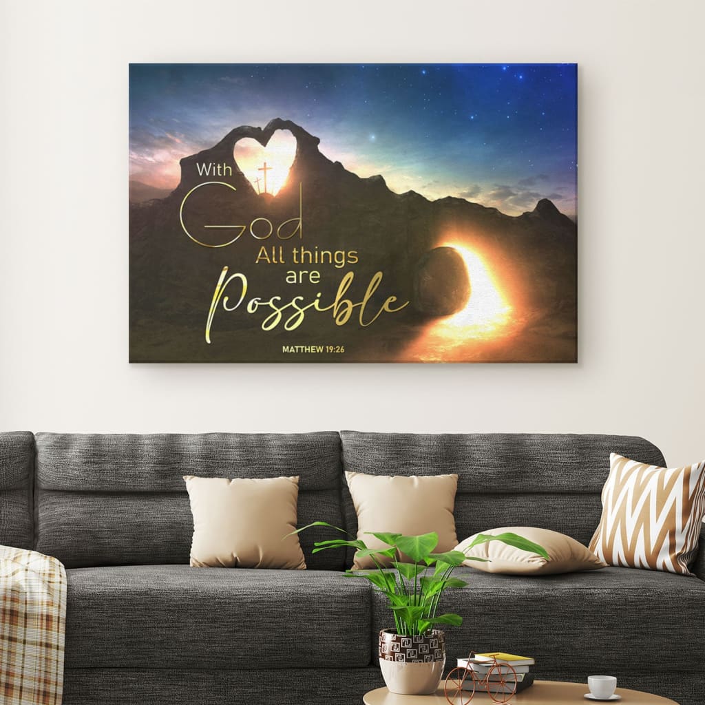 With God All Things Are Possible Christian Canvas Wall Art