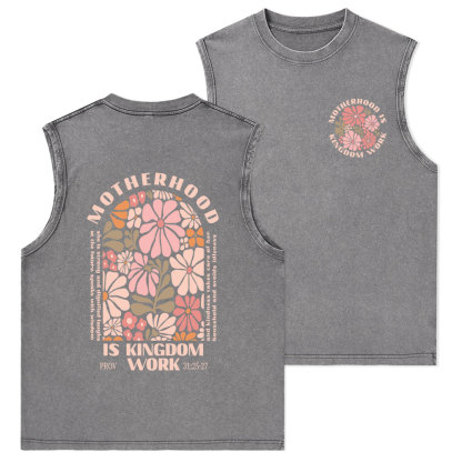Motherhood Is Kingdom Work Christian Washed Tank Top