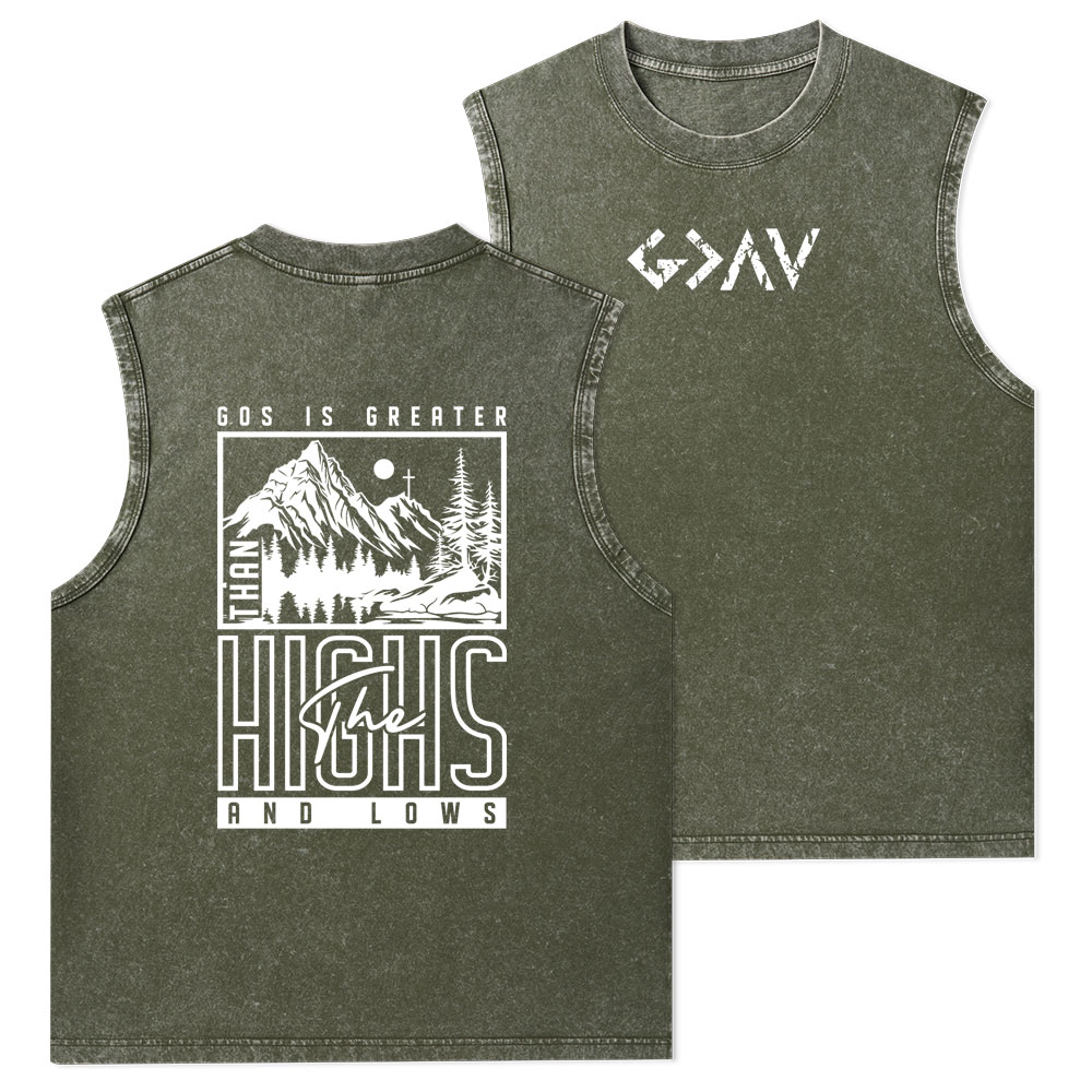 God Is Greater Christian Washed Tank Top